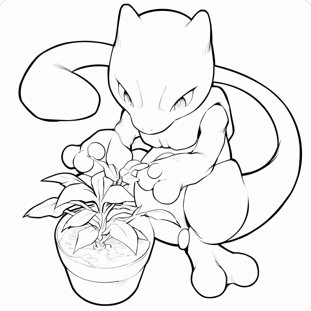 coloriage Mewtwo pour enfant de 10 ans 2