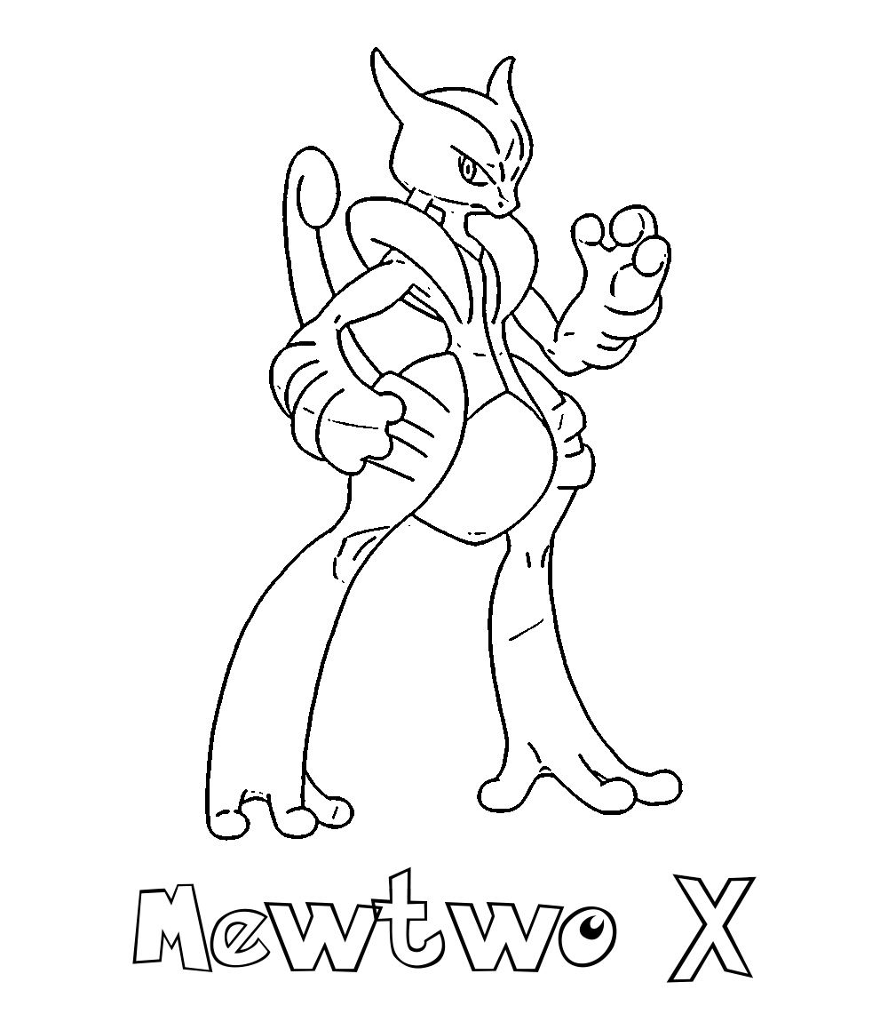 coloriage Mewtwo à imprimer pour enfant de 12 ans