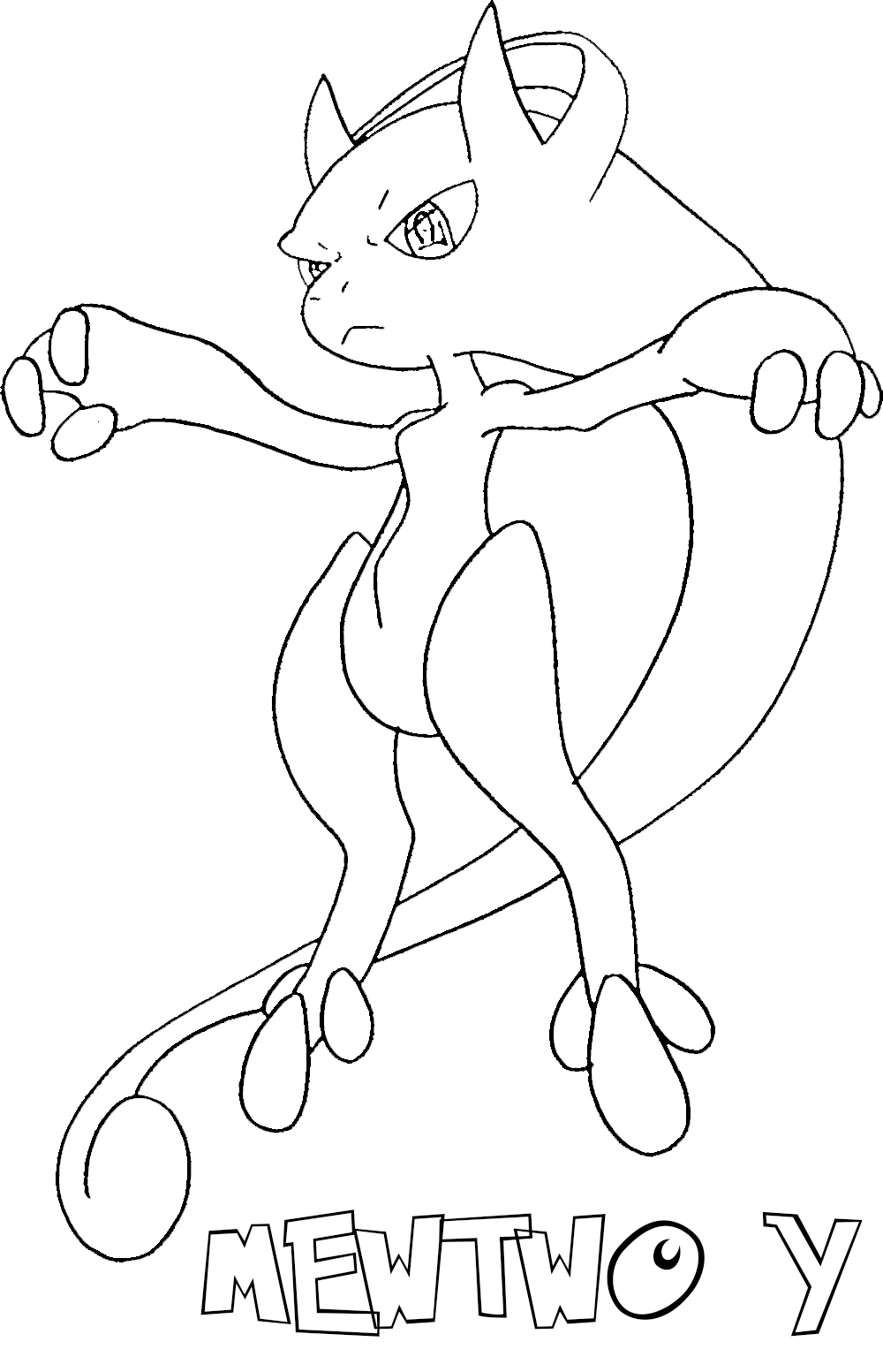 coloriage Mewtwo à imprimer kawaii