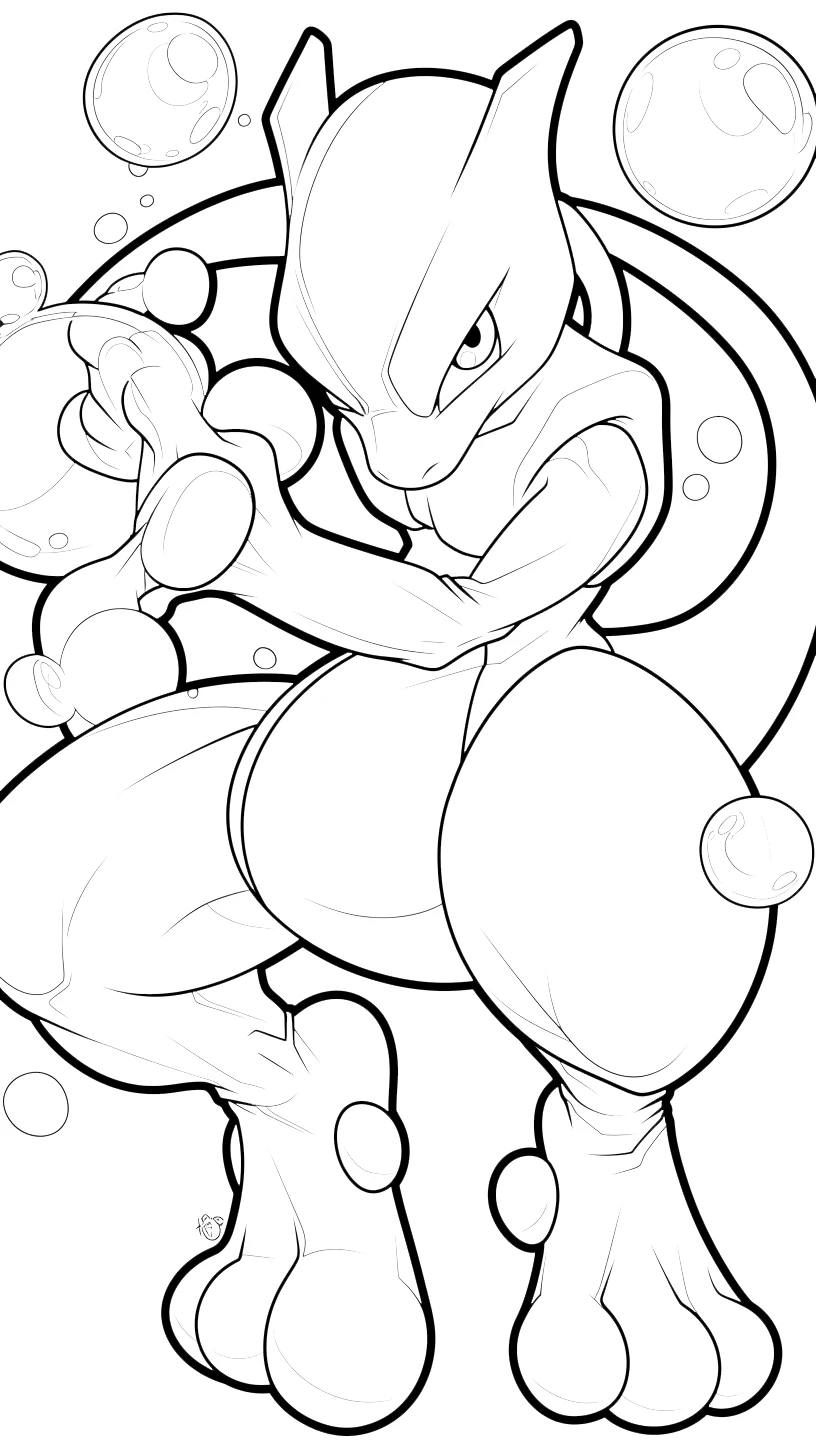 coloriage Mewtwo et apprentissage