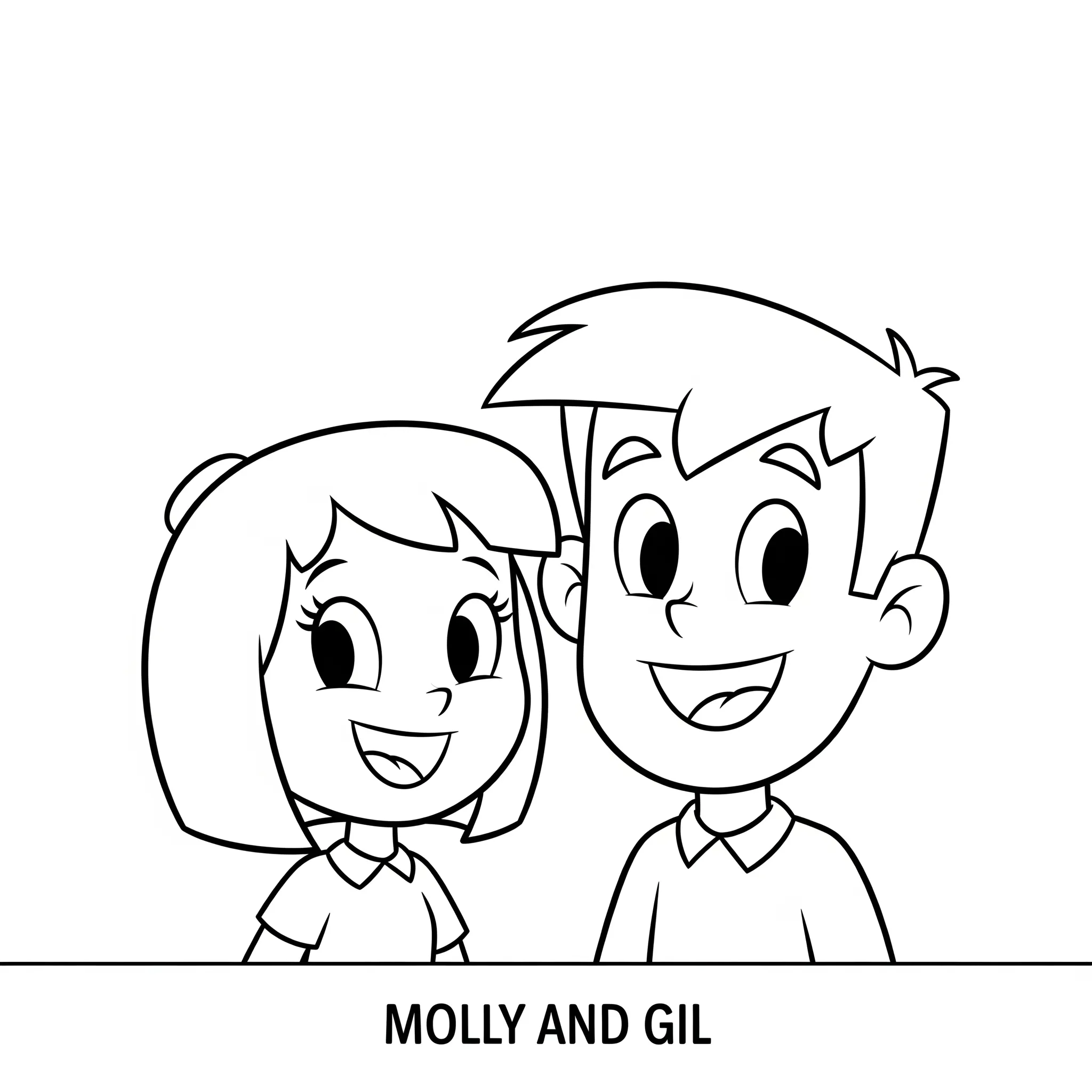 coloriage Molly et Gil souriants à imprimer pdf gratuit