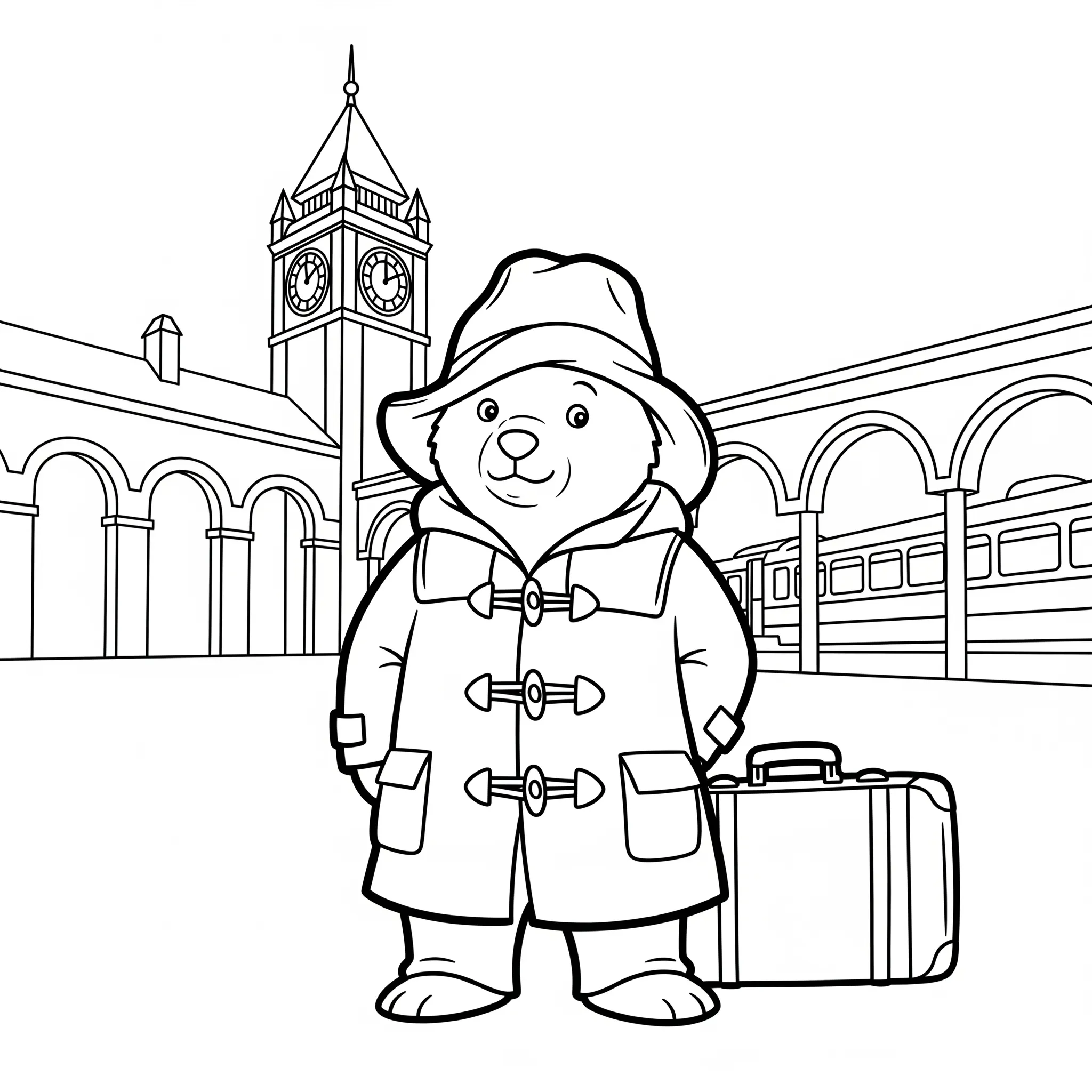 coloriage Paddington à la gare de Paddington a telecharger