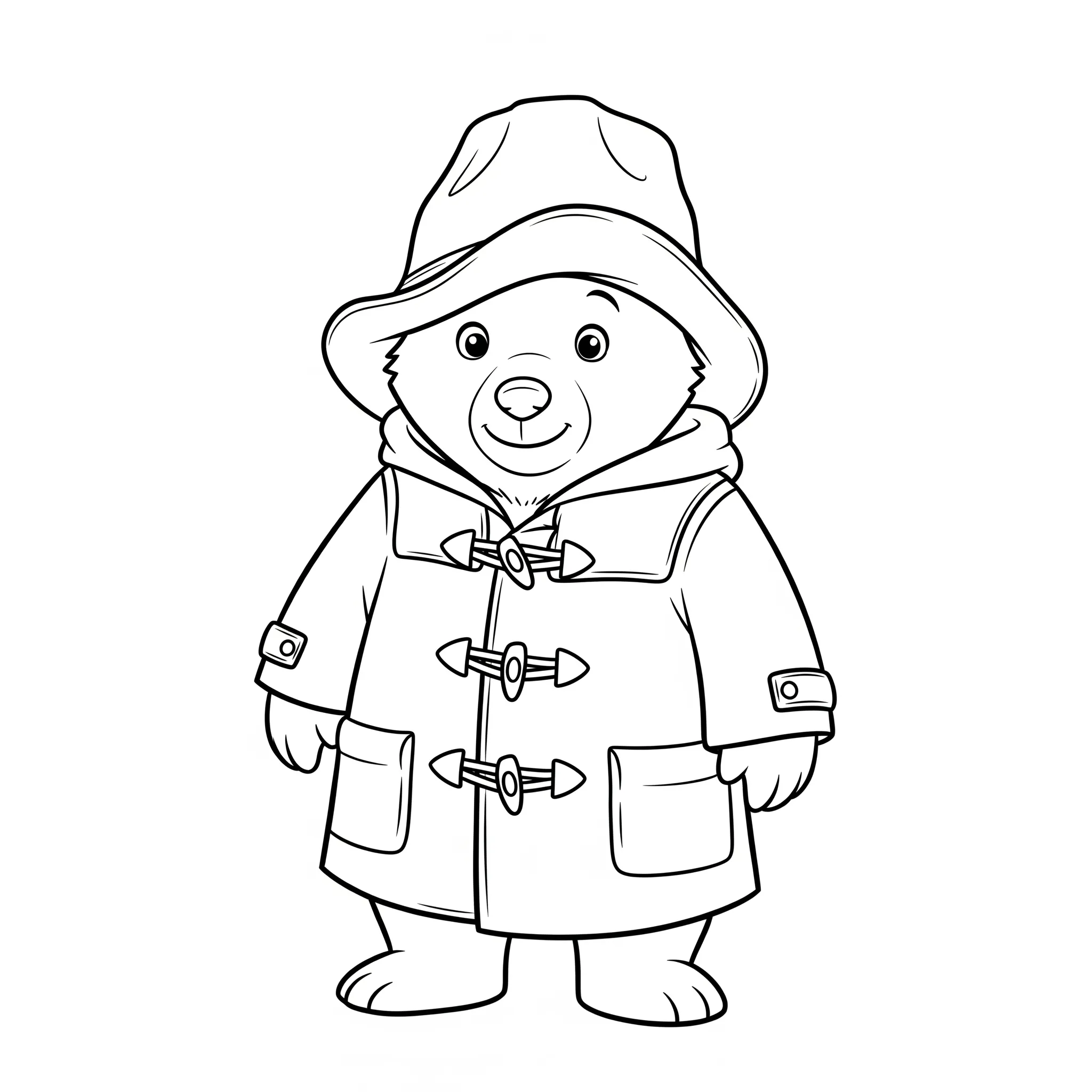 coloriage Paddington avec son duffle coat et son chapeau gratuit à imprimer