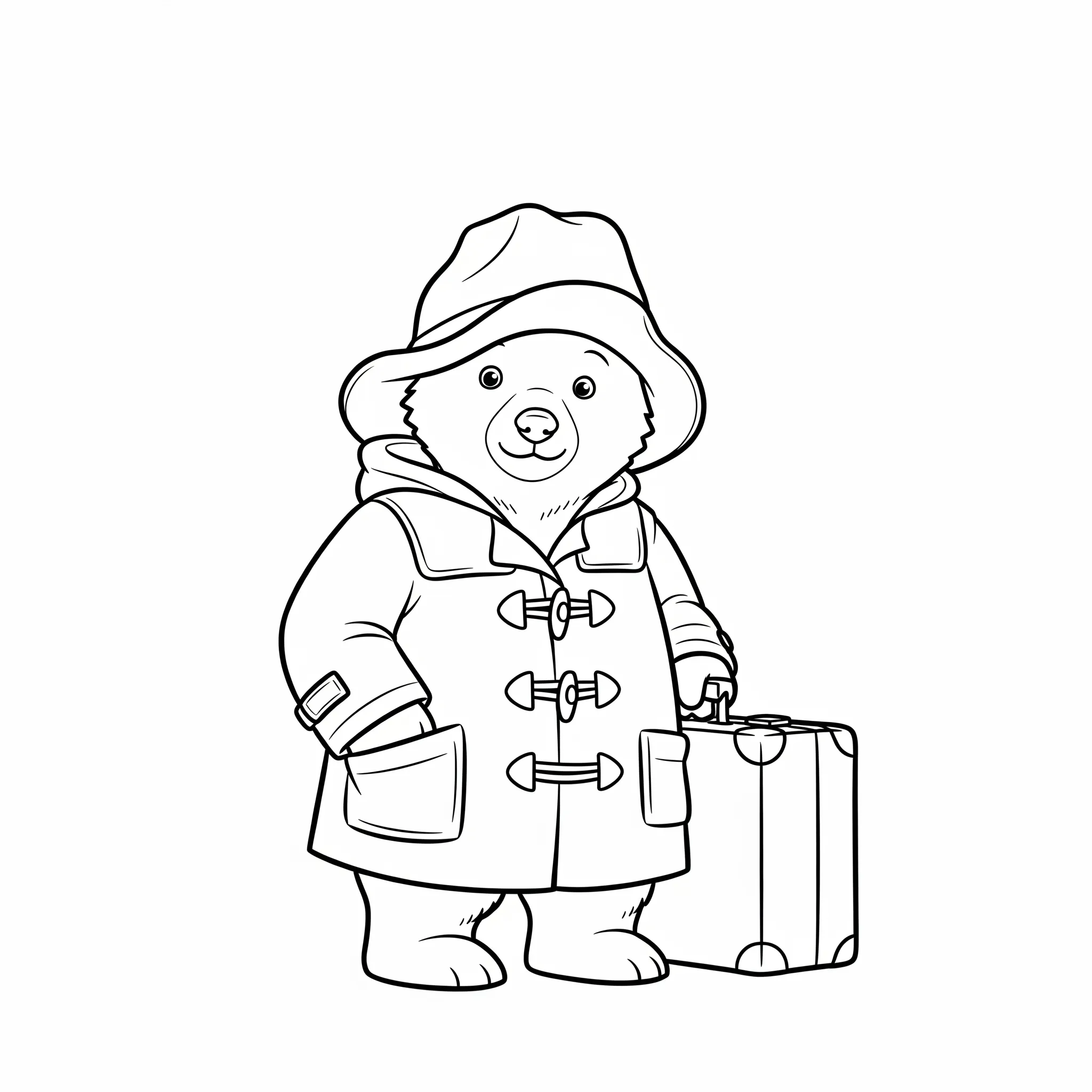 coloriage Paddington et sa valise à imprimer pour enfant de 7 ans