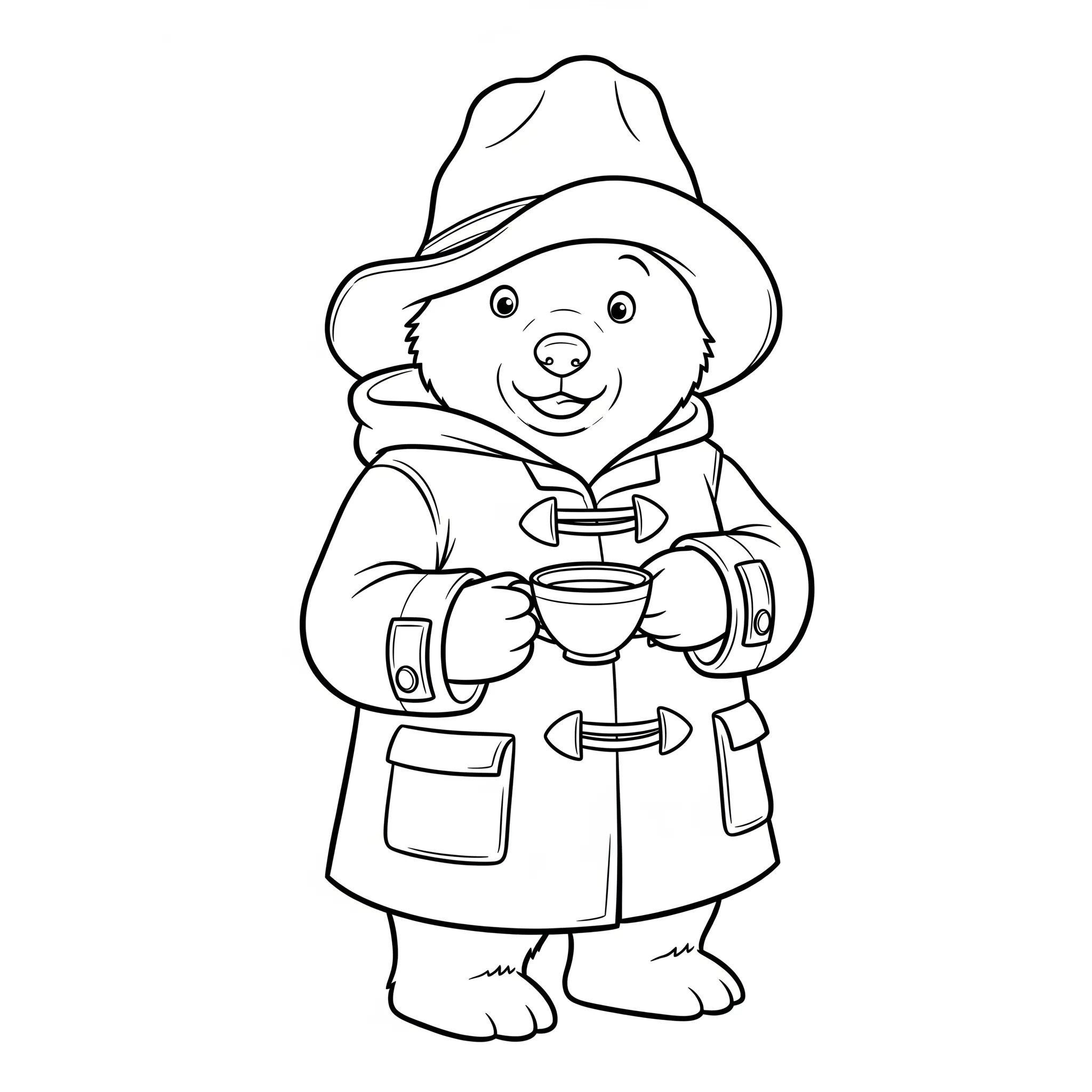 coloriage Paddington et une tasse de thé a telecharger