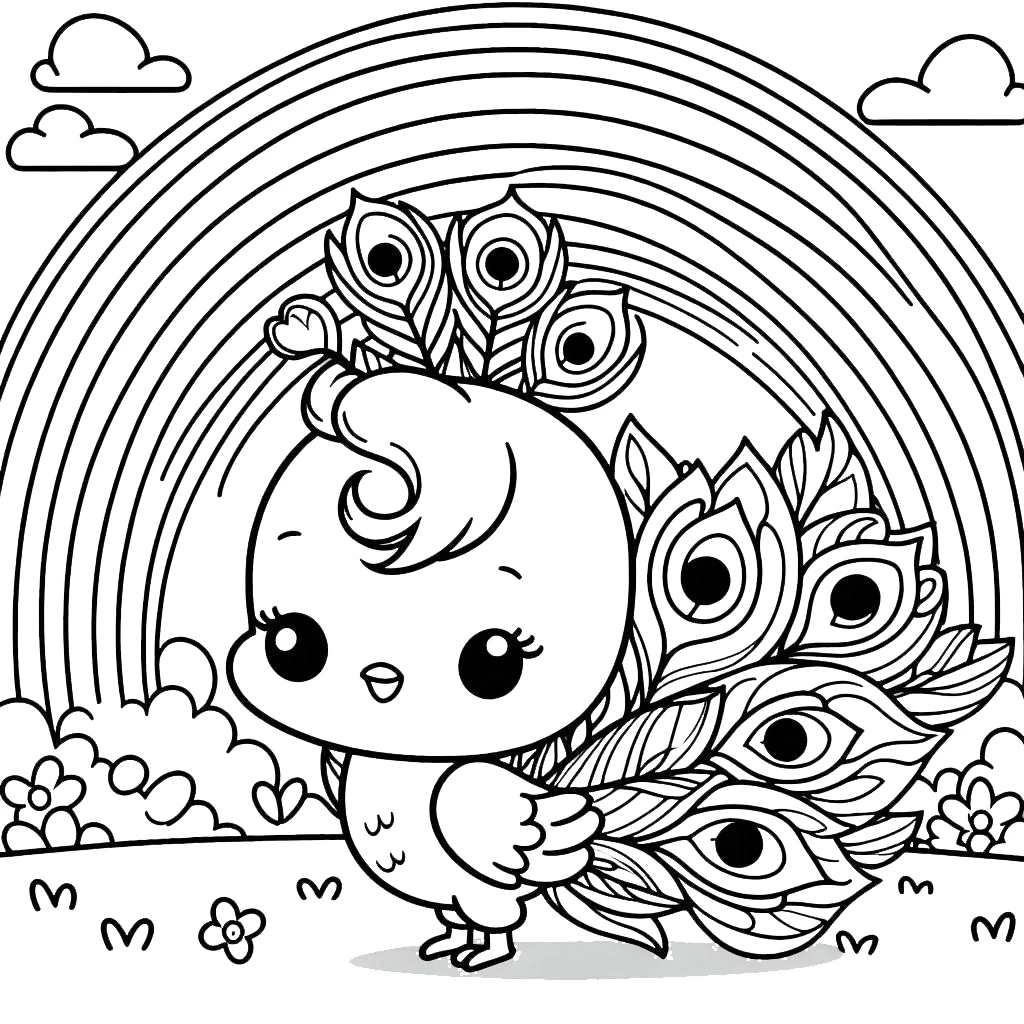 coloriage Paon à imprimer pour enfant de 8 ans