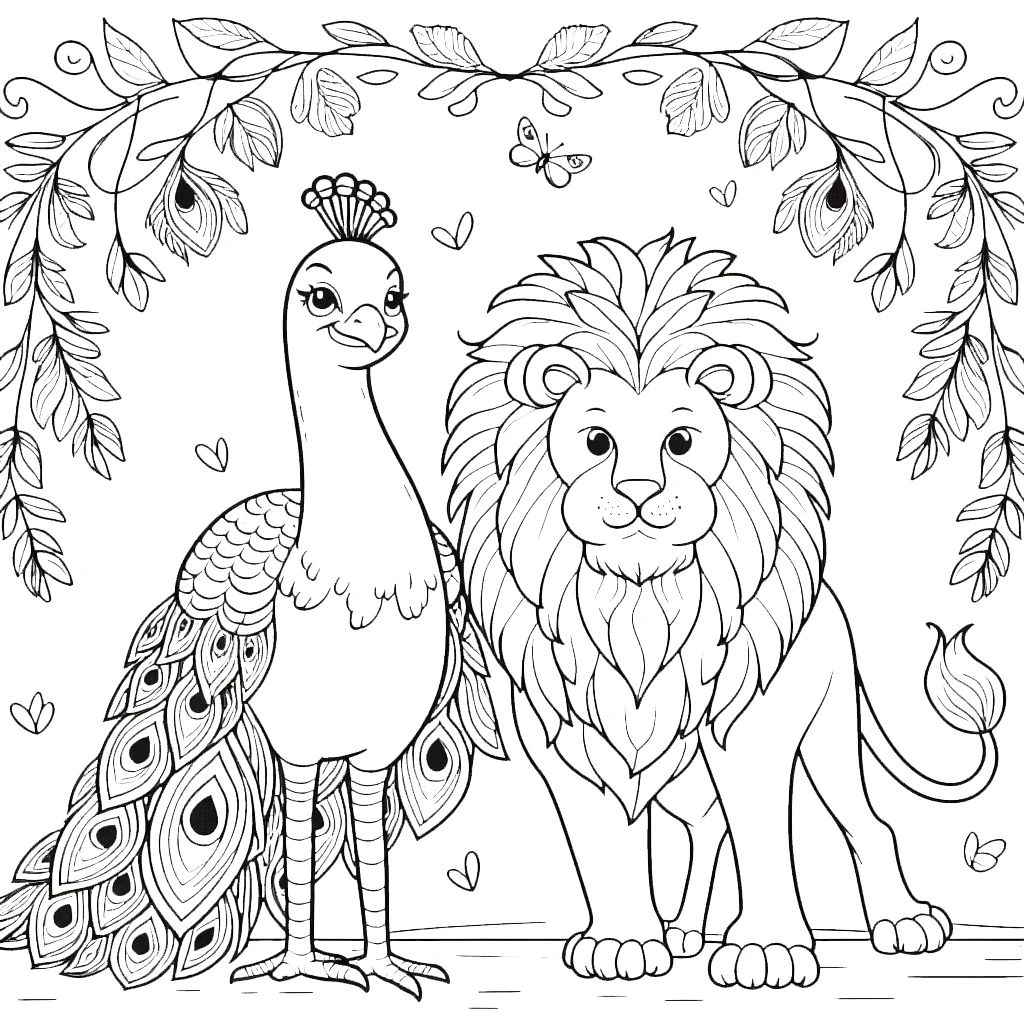 coloriage Paon et découpage à imprimer 1