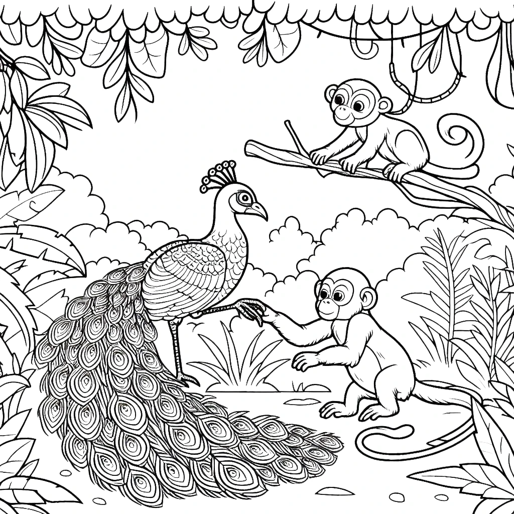 coloriage Paon gratuit pour enfants