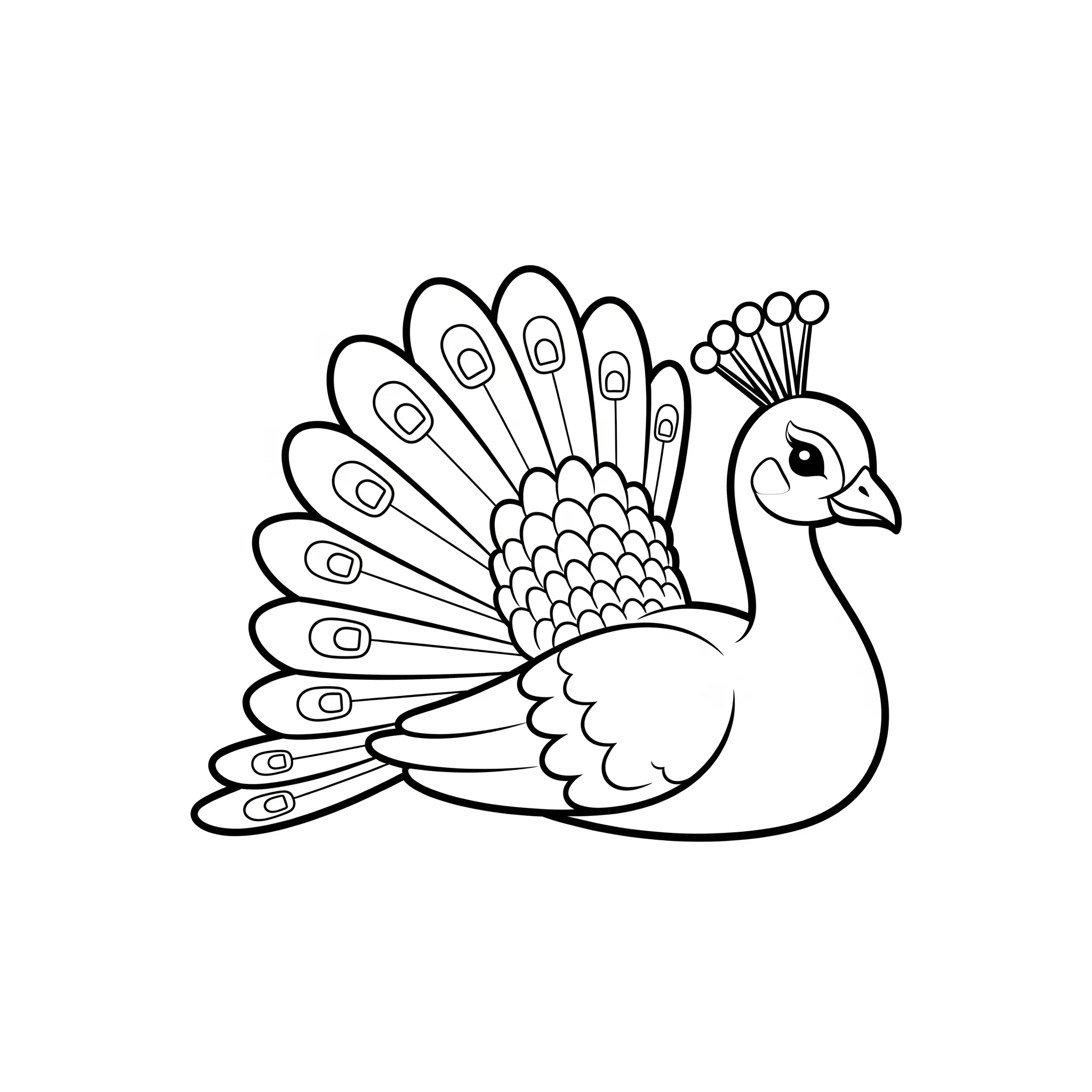coloriage Paon Blanche au repos pour enfant de 8 ans