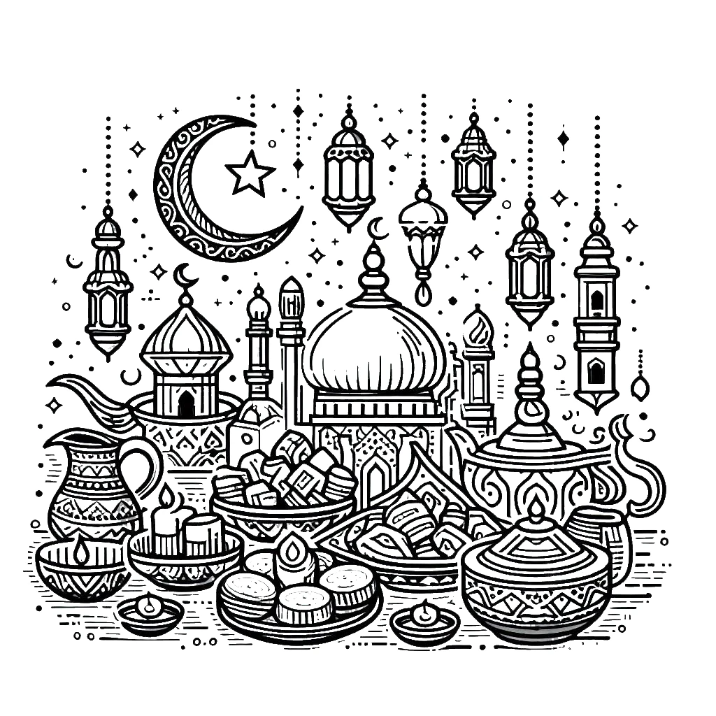 coloriage Ramadan pour enfant de 6 ans