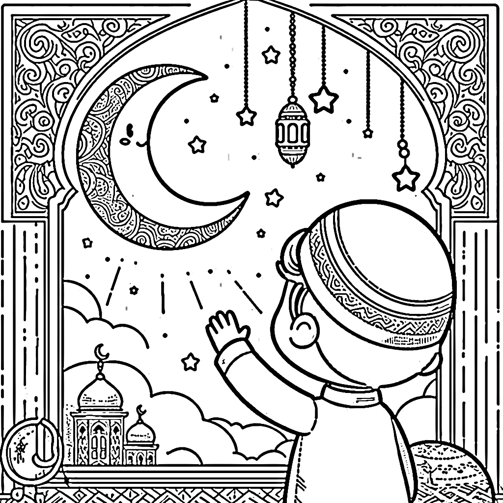 coloriage Ramadan à imprimer pour enfant de 6 ans