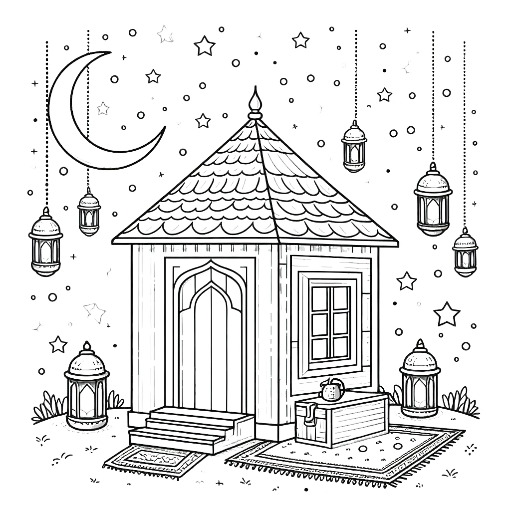 coloriage Ramadan à imprimer kawaii