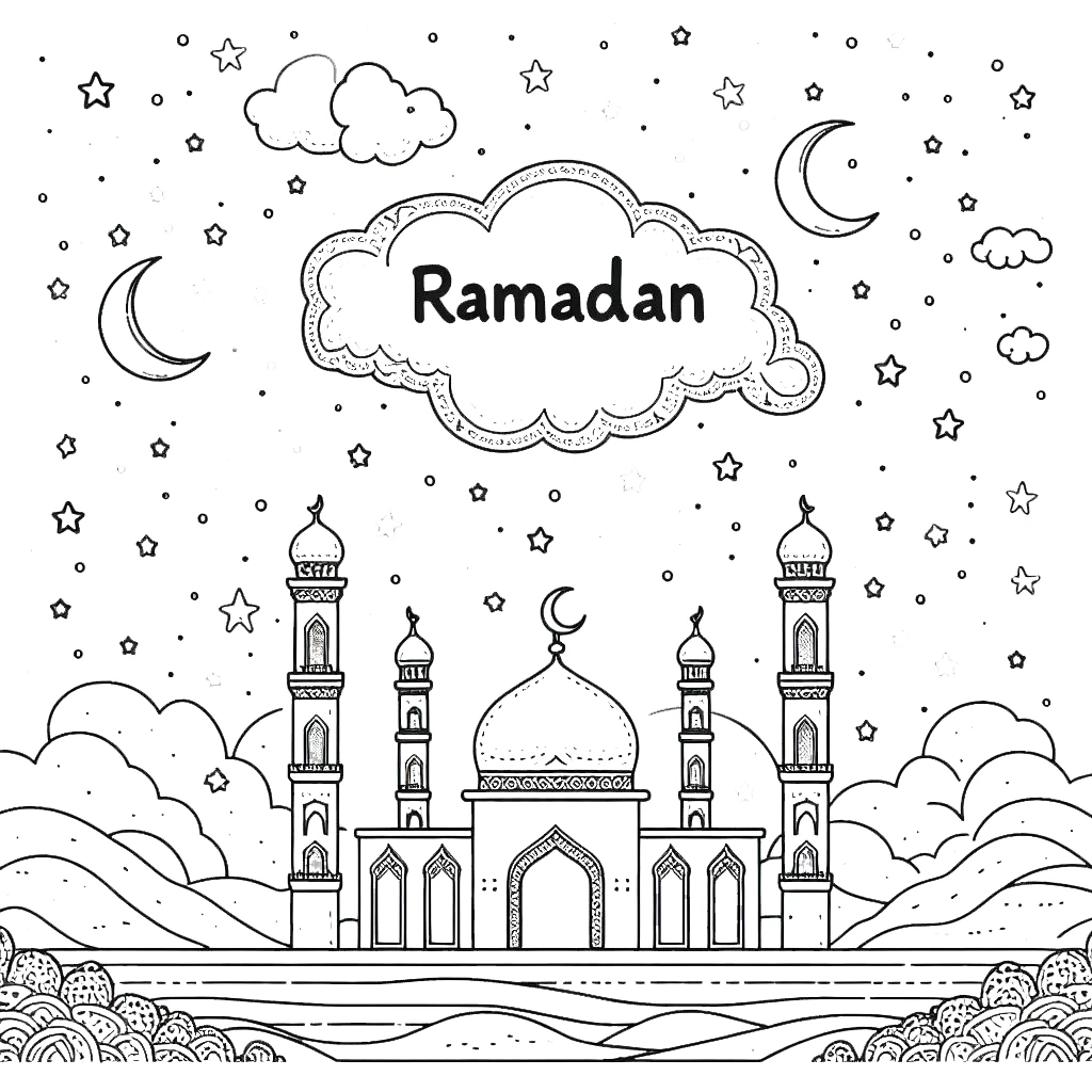 coloriage Ramadan à imprimer pour enfant de 8 ans