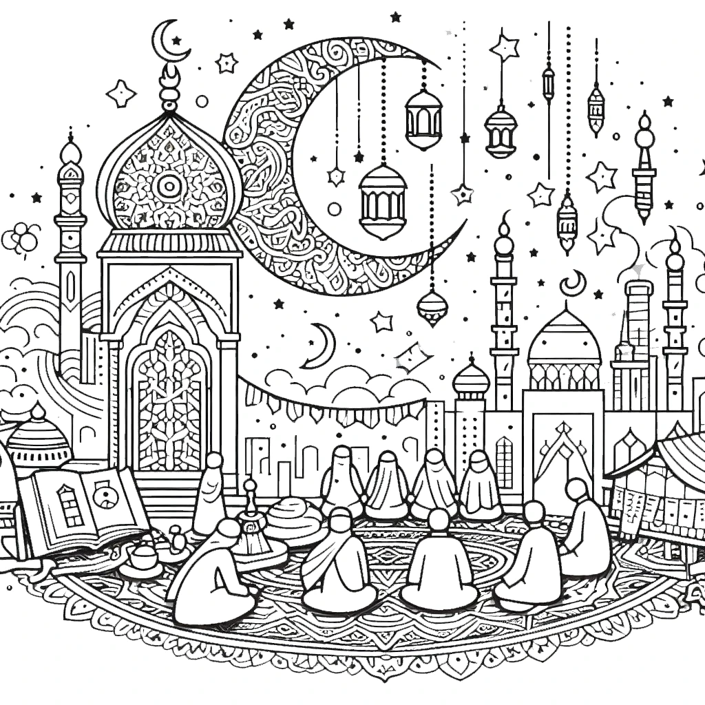 coloriage Ramadan pour enfant de 10 ans 1