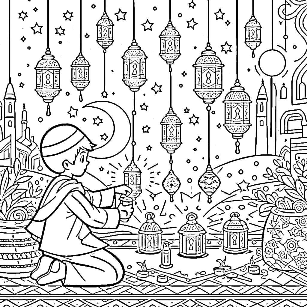 coloriage Ramadan pour enfant de 8 ans