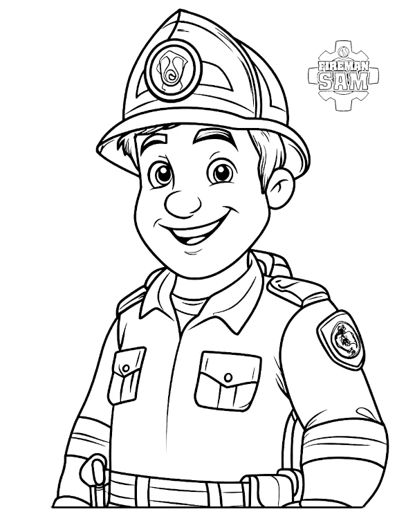 coloriage Sam Le Pompier pour enfant de 4 ans