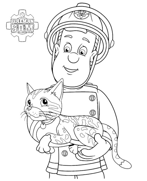 coloriage Sam Le Pompier d'enfant a imprimer