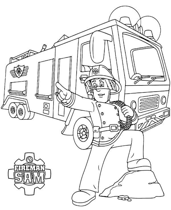 coloriage Sam Le Pompier à imprimer pdf 1