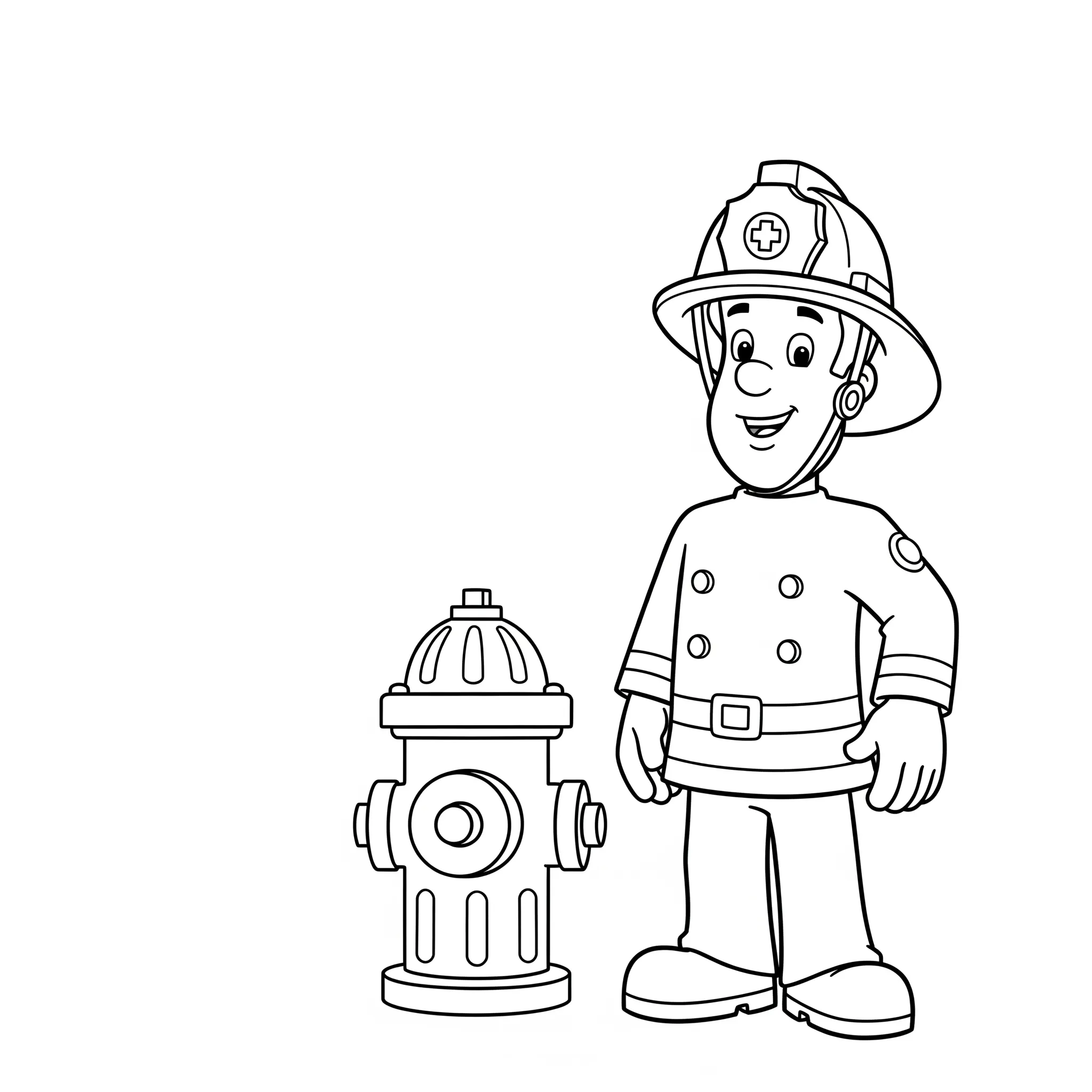 coloriage Sam le Pompier et une bouche d’incendie pour enfant de 10 ans
