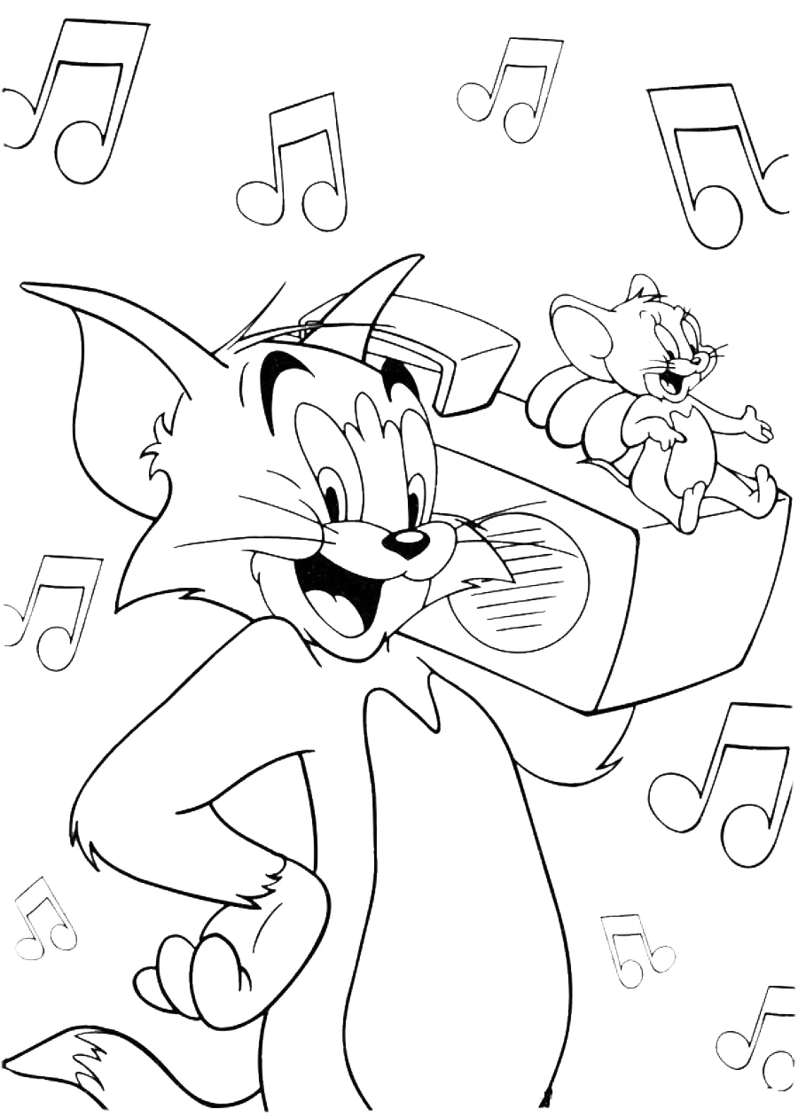 coloriage Tom and Jerry à imprimer pour enfant de 7 ans