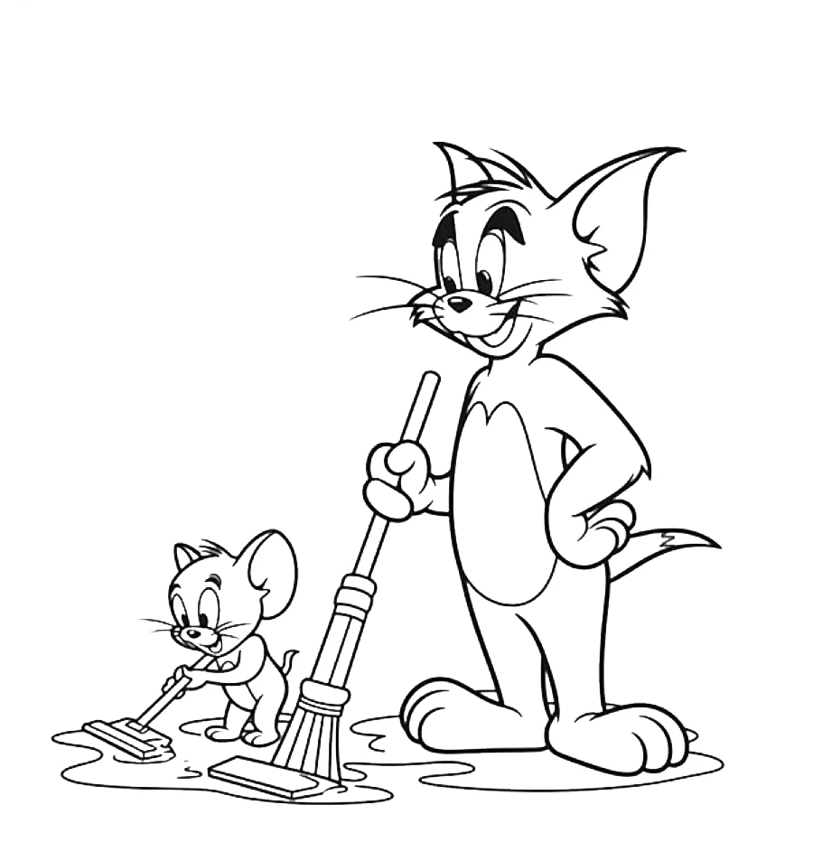 coloriage Tom and Jerry a imprimer pour enfant de 4 ans