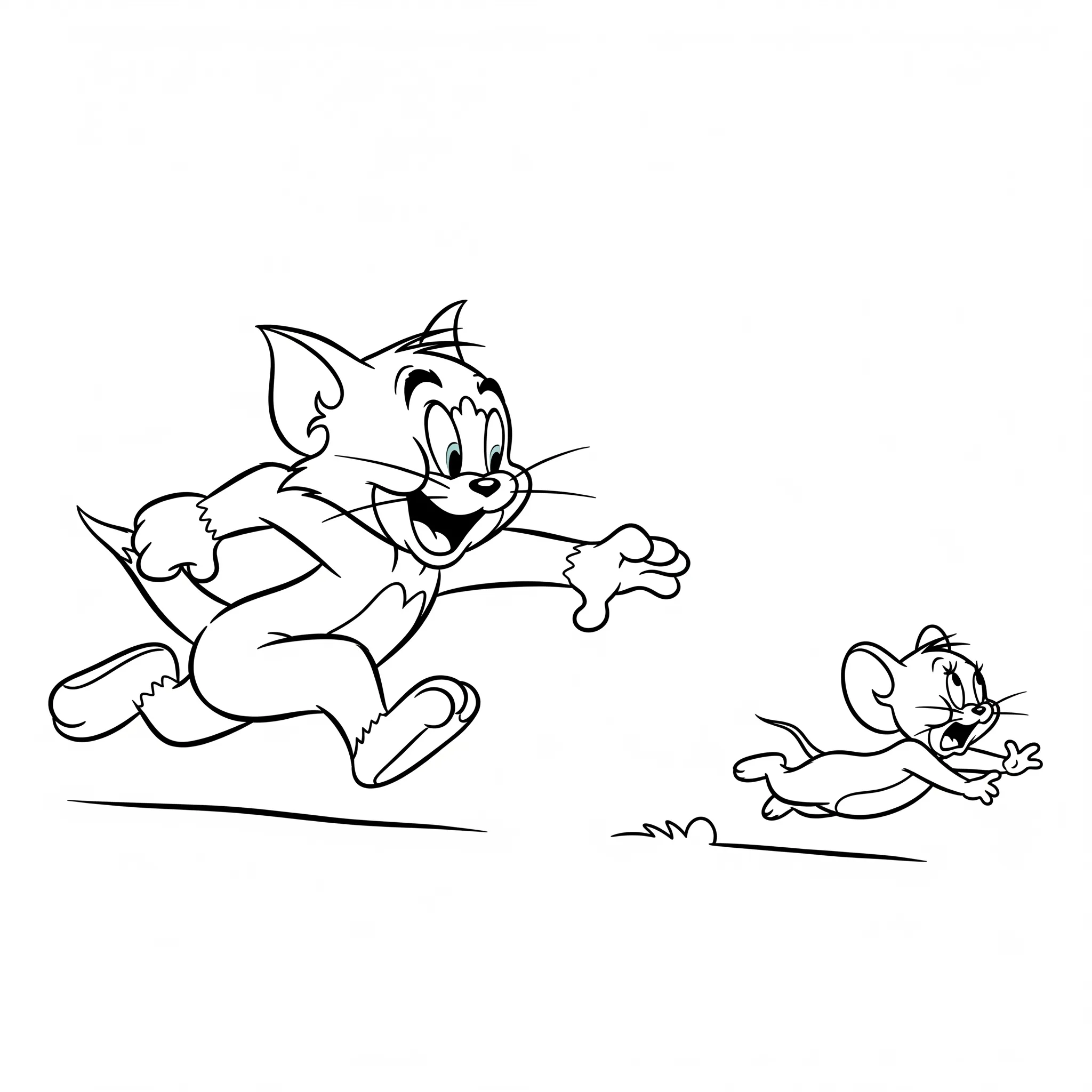 coloriage Tom chasse Jerry (simple) en ligne pour enfant