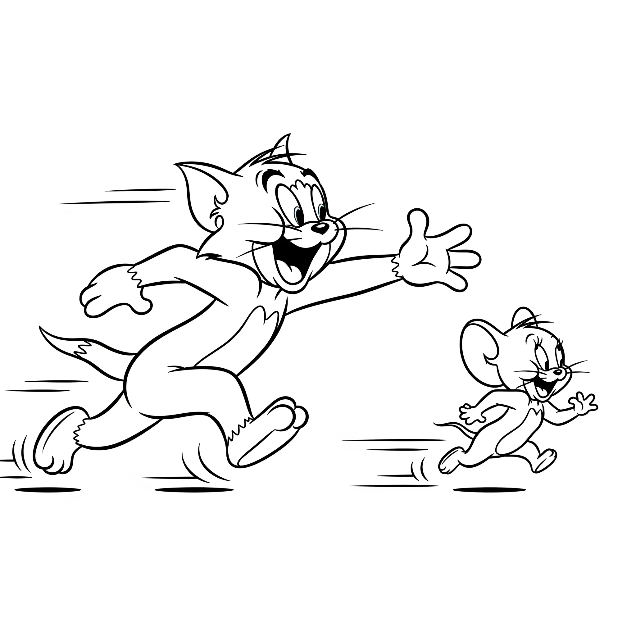 coloriage Tom et Jerry qui se courent après et dessins