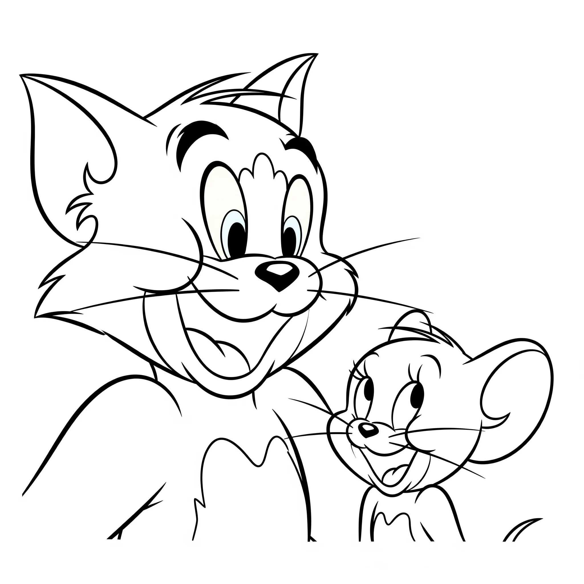 coloriage Tom sourit, Jerry sourit pour enfant à imprimer