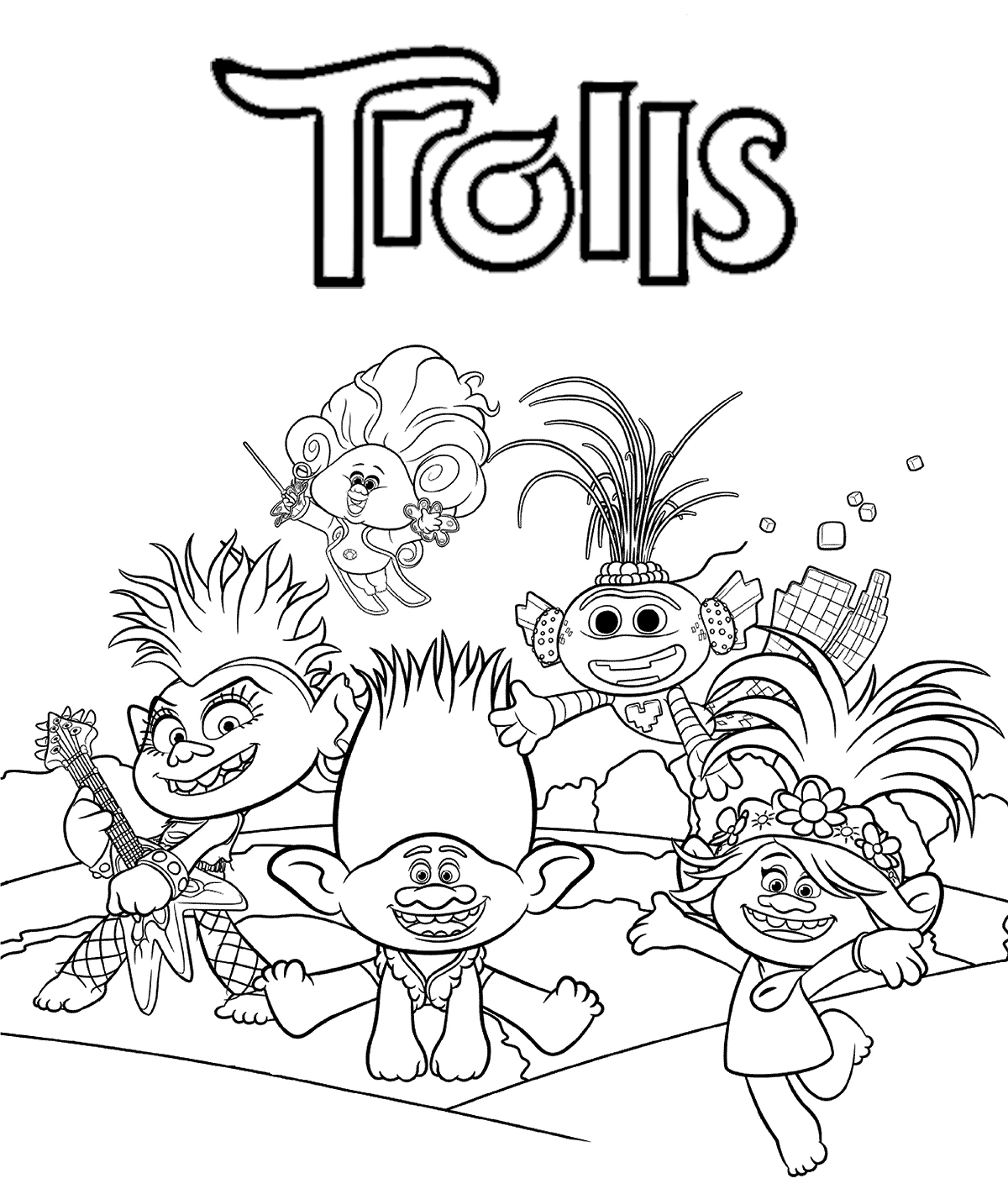 coloriage Trolls pour bebe a imprimer