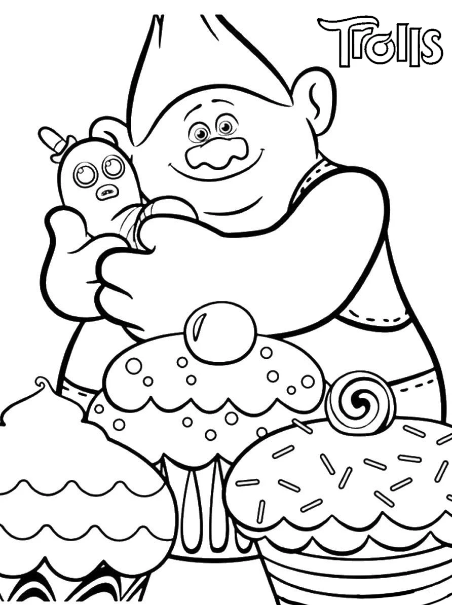 coloriage Trolls à imprimer pour enfant de 4 ans