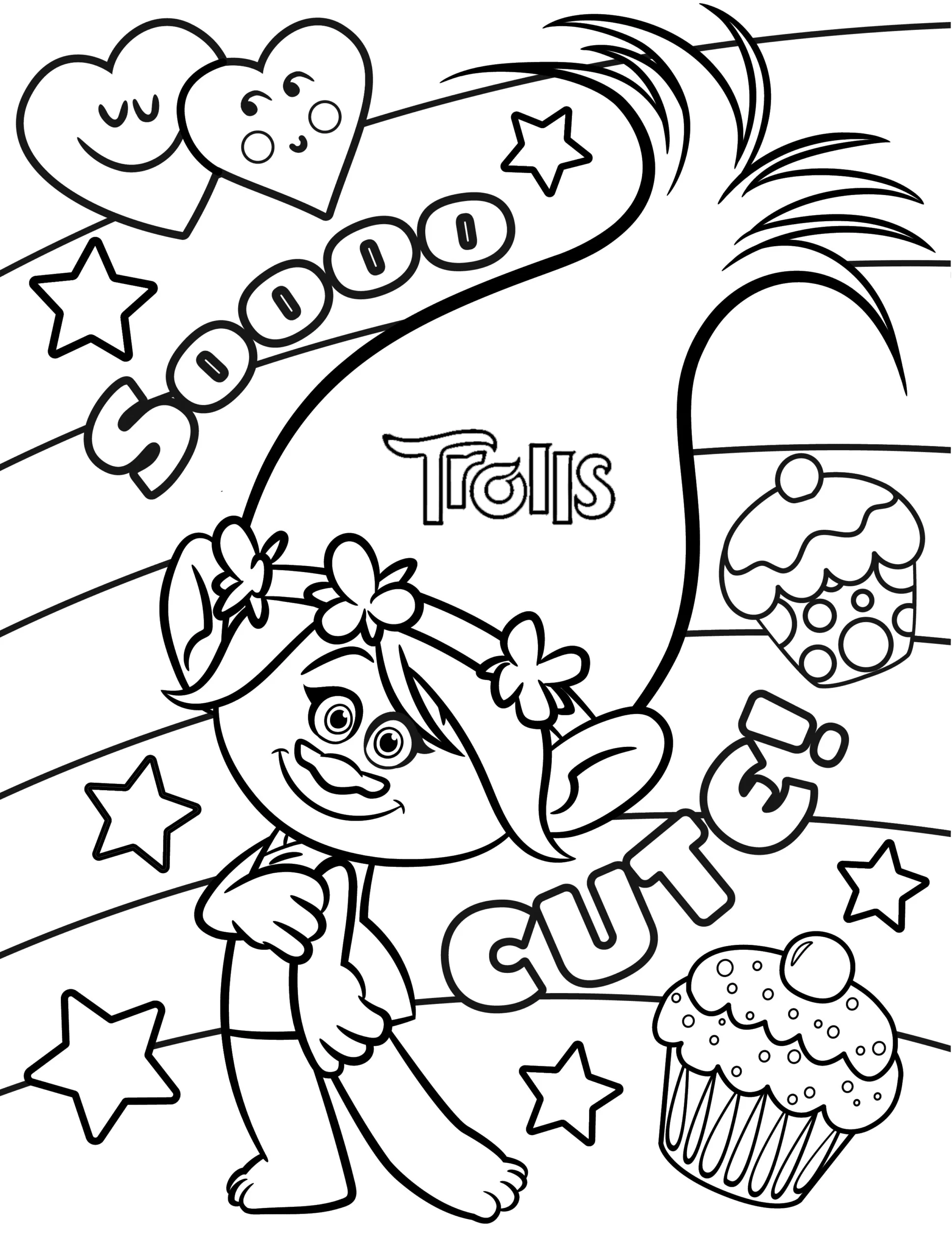 coloriage Trolls à imprimer a4 3