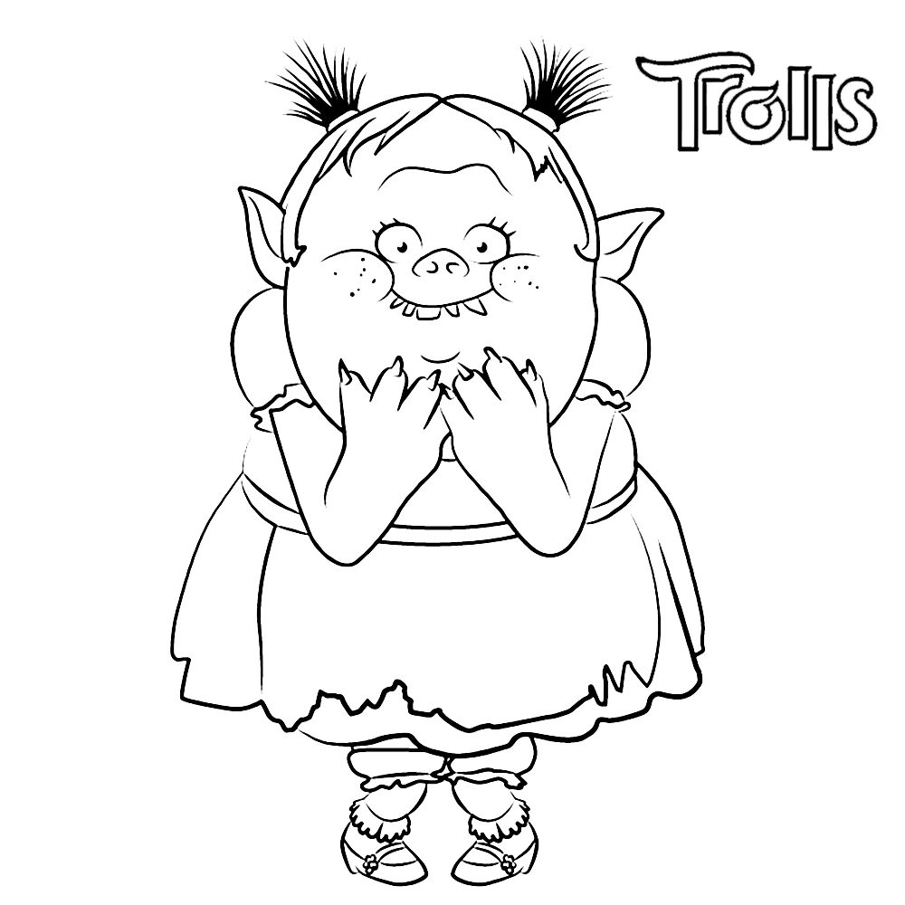 coloriage Trolls à imprimer pour enfant de 2 ans