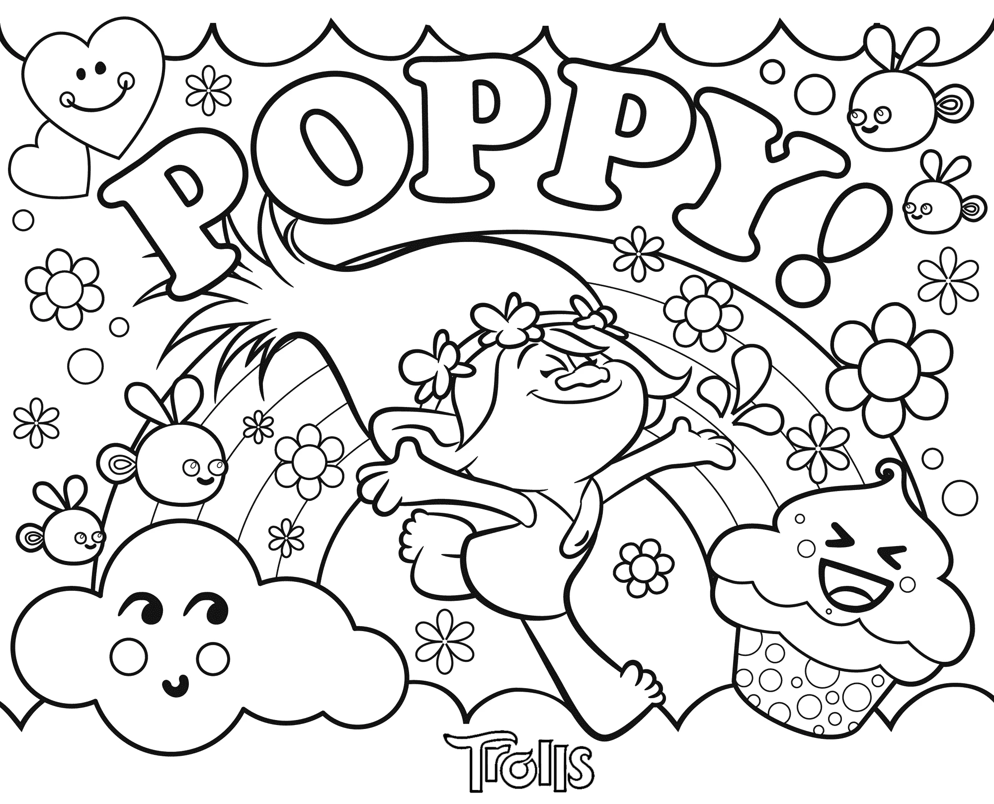 coloriage Trolls pour enfant de 8 ans