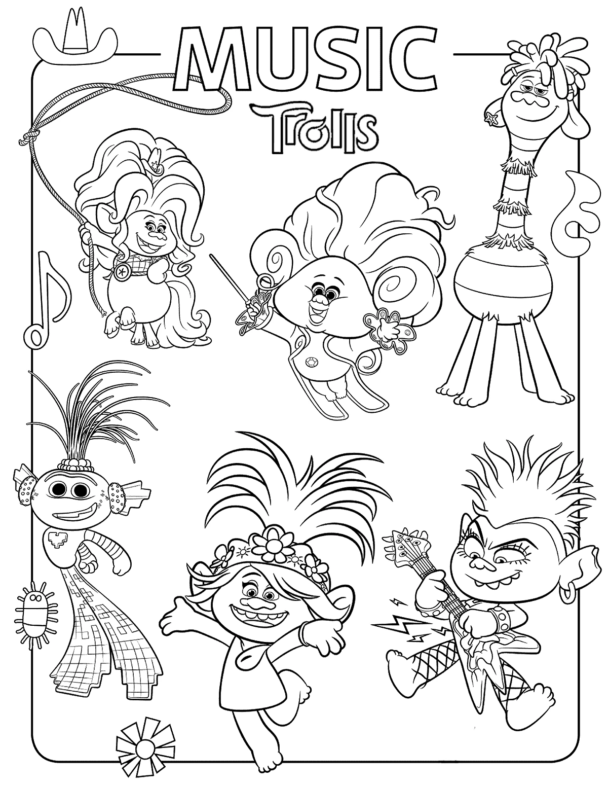 coloriage Trolls à imprimer a4 1