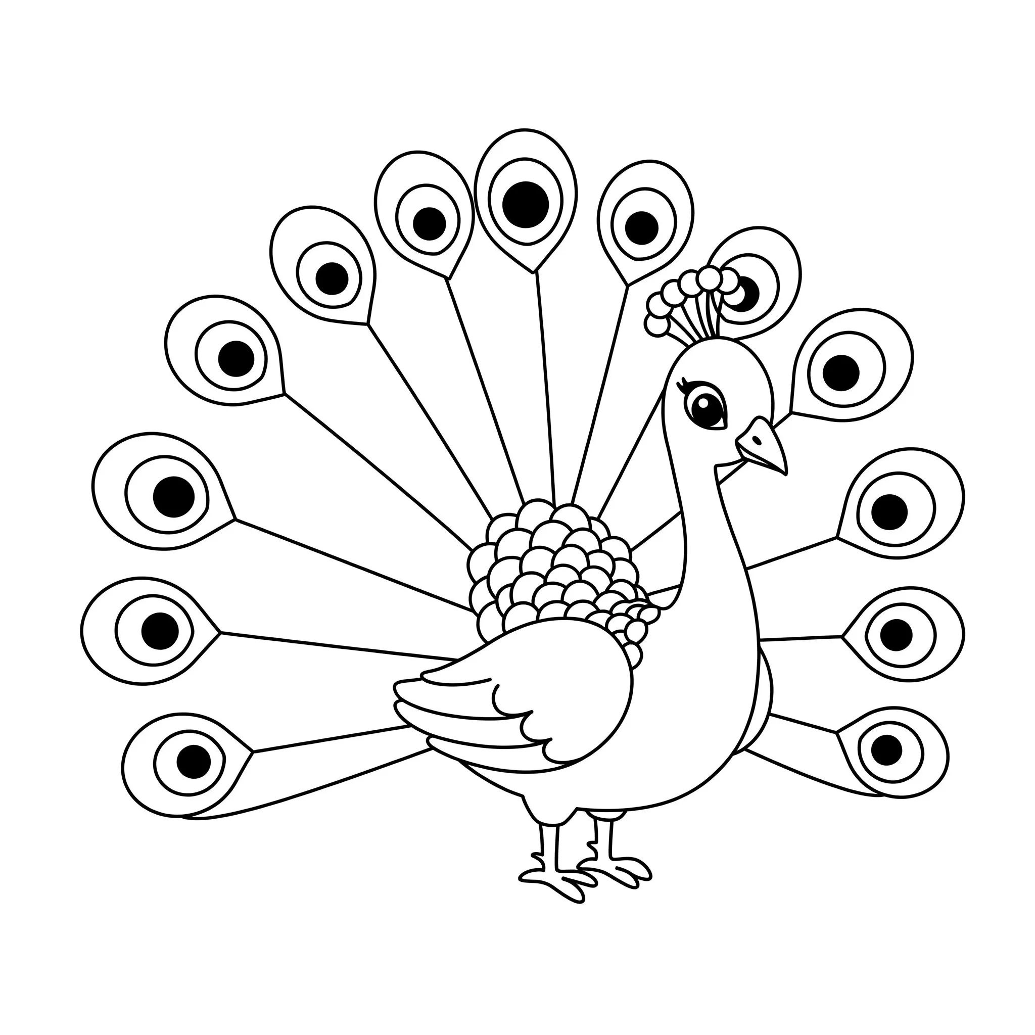 coloriage Un paon avec une longue queue pour enfant de à imprimer