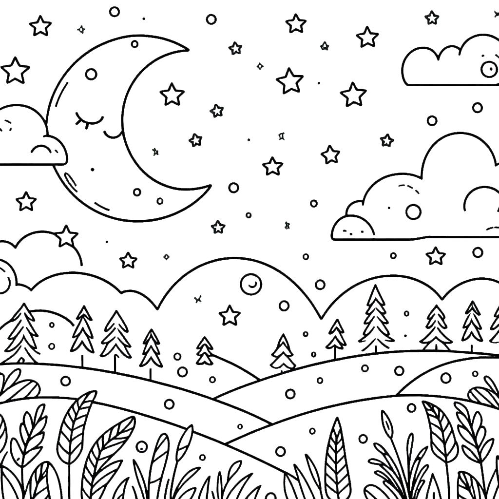 coloriage Lune et decoupage