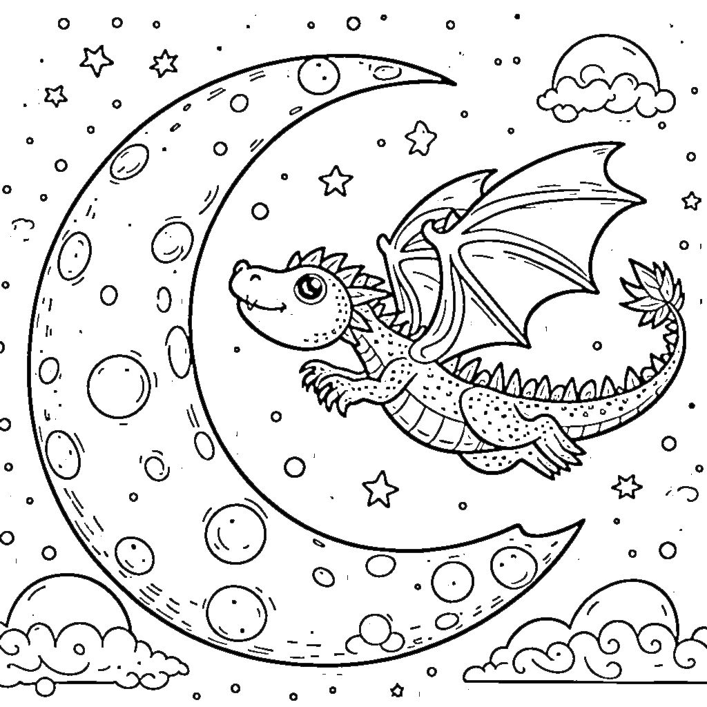 coloriage Lune à imprimer pour enfant de 2 ans