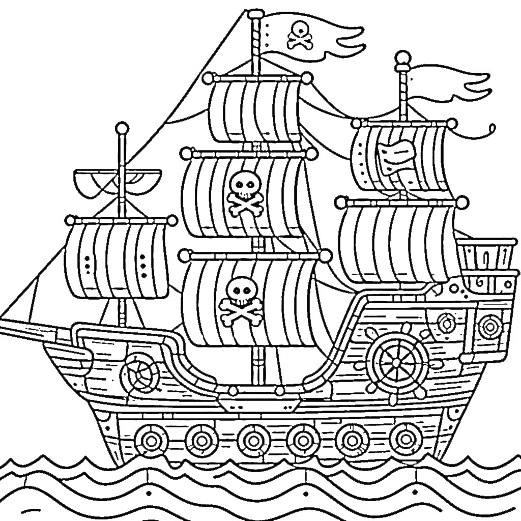 coloriage Bateau Pirate pour enfants a imprimer gratuit