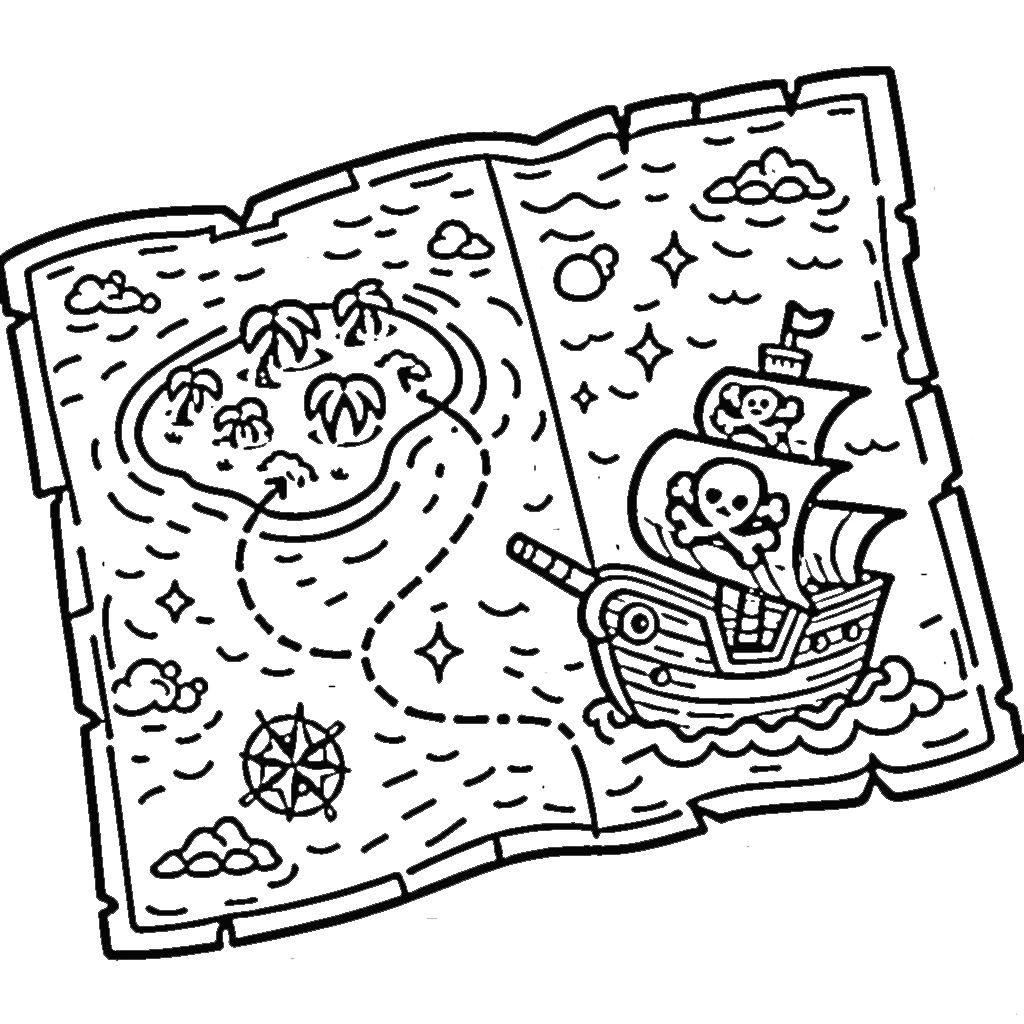 coloriage Bateau Pirate et découpage à imprimer