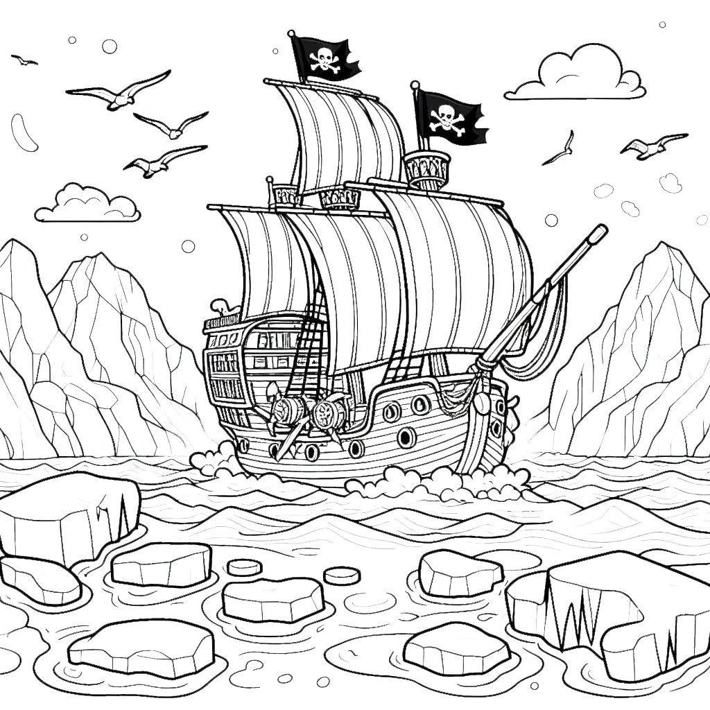 coloriage Bateau Pirate pour enfant de à imprimer