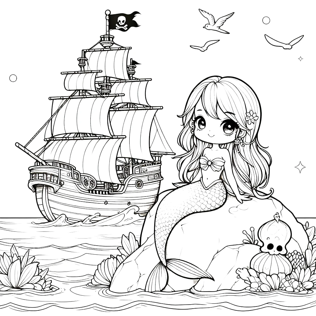 coloriage Bateau Pirate à imprimer gratuit