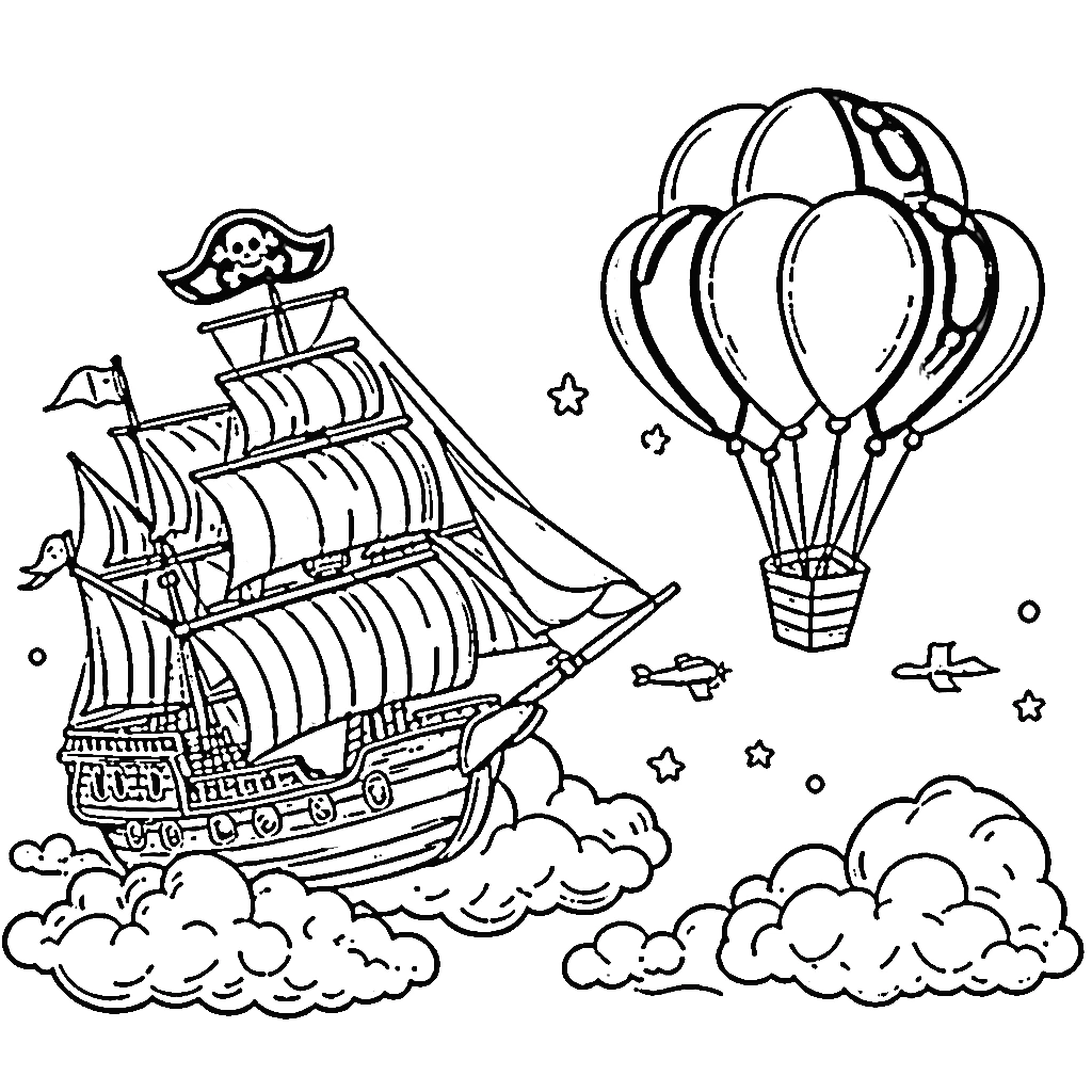 coloriage Bateau Pirate à imprimer pdf gratuit 1