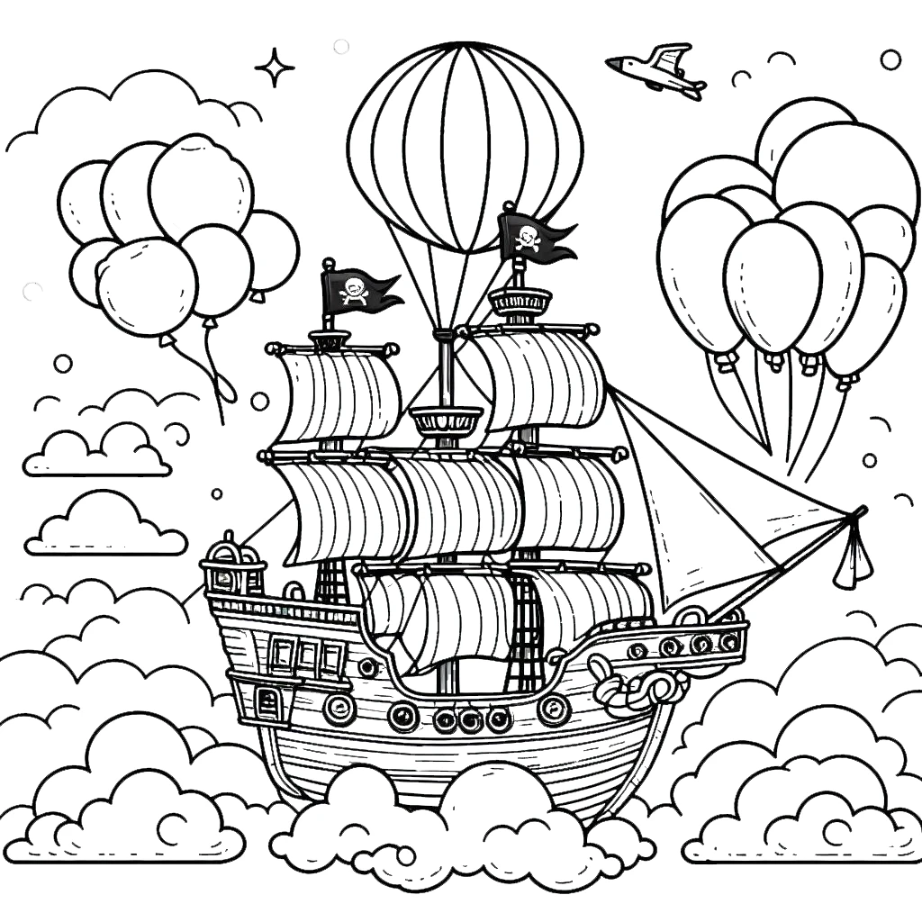 coloriage Bateau Pirate pour enfants a imprimer gratuit 1