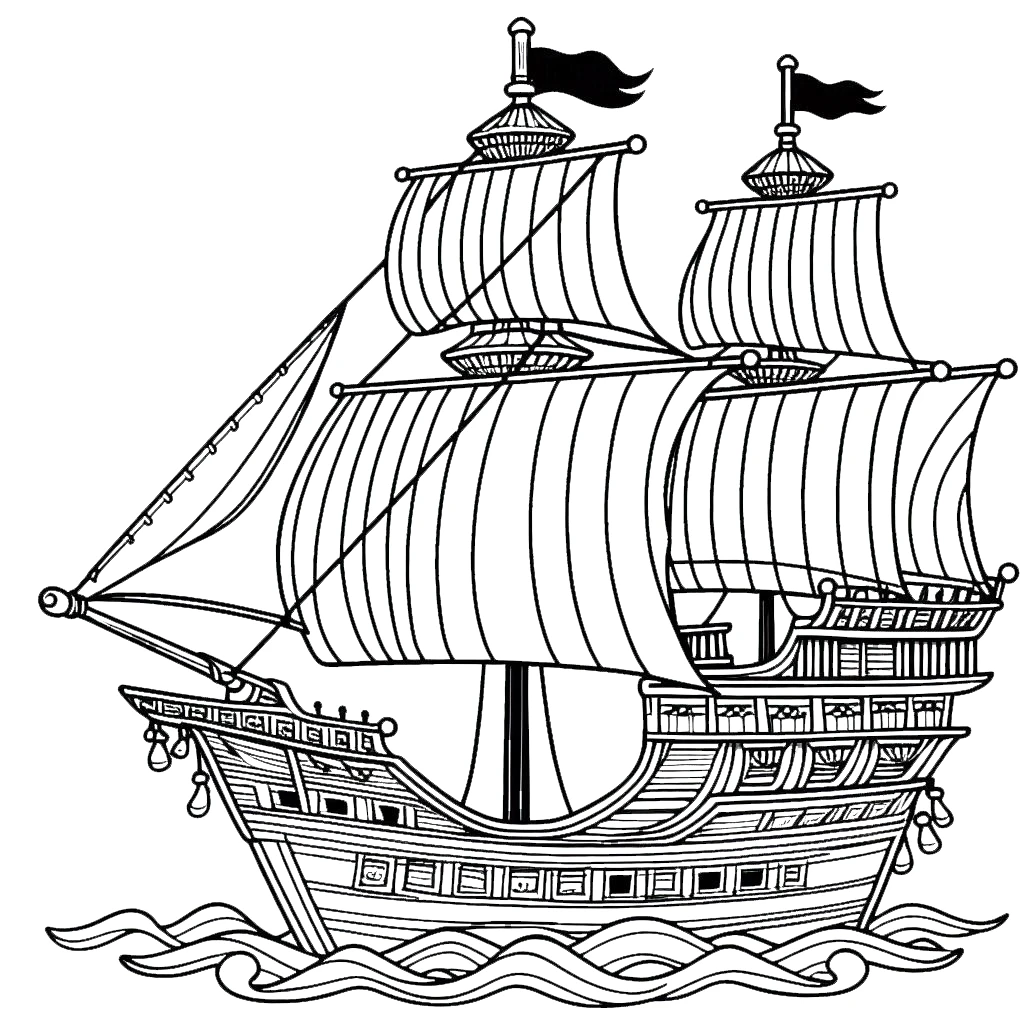 coloriage Bateau Pirate pour enfant de 2 ans