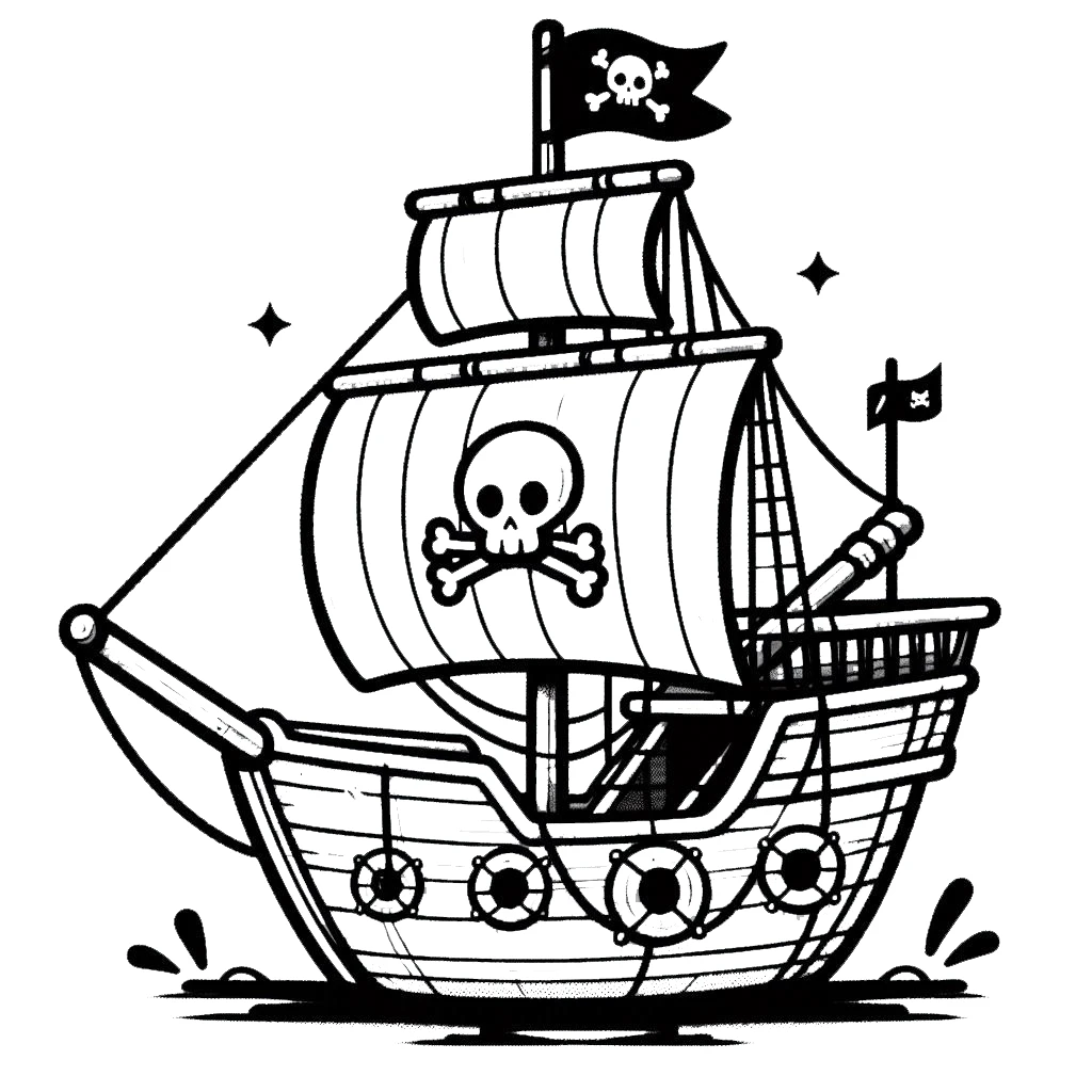 coloriage Bateau Pirate à imprimer pour enfants