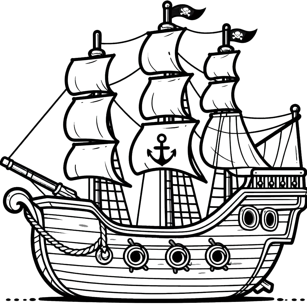 coloriage Bateau Pirate pour enfant