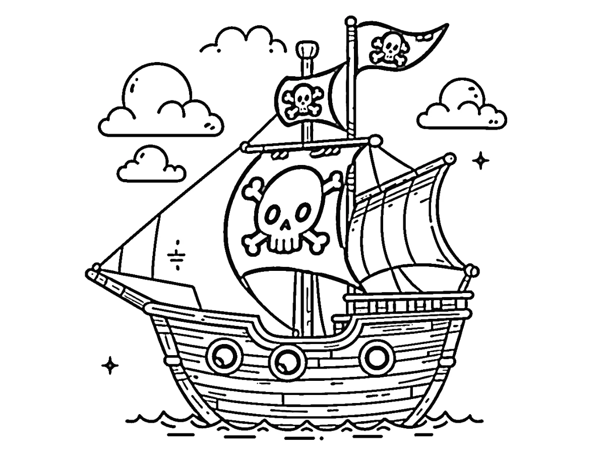 coloriage Bateau Pirate à imprimer pdf