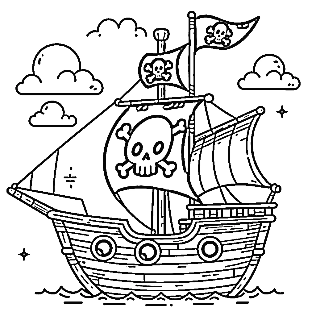 coloriage Bateau Pirate pour bebe a imprimer