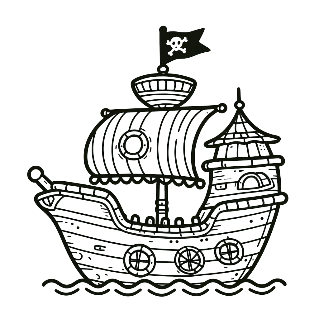 coloriage Bateau Pirate à imprimer pour enfant de 10 ans