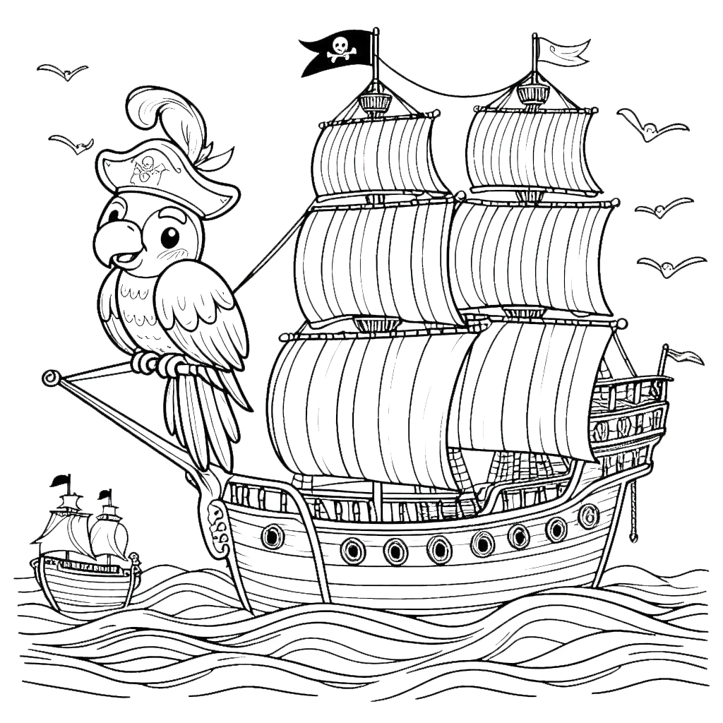 coloriage Bateau Pirate de pour enfants 1